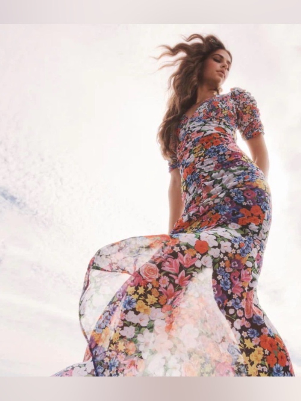 MARY KATRANTZOU Multicolor Floral Maxi Dress with Flattering Silhouette -Sz 14